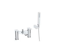 VeeBath Lagoon Soft Square Bath Shower Mixer - Finitura cromata con soffione quadrato, controllo a doppia leva, ingresso BSP G3/4", rubinetti da bagno con doccia