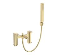 VeeBath Lagoon Soft Square Bath Shower Mixer - Finitura in ottone spazzolato con soffione quadrato, controllo a doppia leva, ingresso BSP G3/4", rubinetti da bagno con doccia