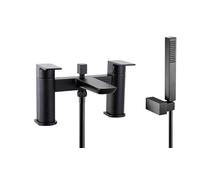 VeeBath Lagoon Soft Square Bath Shower Mixer - Finitura nera opaca con soffione quadrato, controllo a doppia leva, ingresso BSP G3/4", rubinetti da bagno con doccia