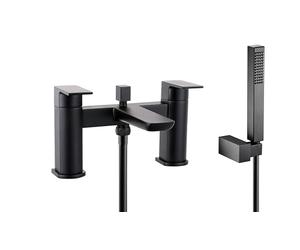 VeeBath Lagoon Soft Square Bath Shower Mixer - Finitura nera opaca con soffione quadrato, controllo a doppia leva, ingresso BSP G3/4", rubinetti da bagno con doccia