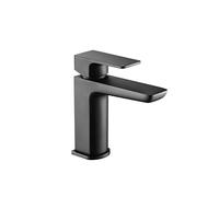 VeeBath LogoonSoft - Miscelatore quadrato per lavabo con scarico pop-up, finitura nera opaca, comando a leva singola, ingresso BSP G1/2", rubinetti da bagno, rubinetti per vasca e lavabo