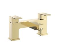 VeeBath Mist - Miscelatore quadrato per vasca da bagno, finitura moderna in ottone spazzolato, controllo a doppia leva, in ottone massiccio, ingresso BSP G3/4", rubinetti quadrati da bagno, rubinetto