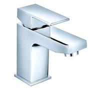 VeeBath MMR60 Margate Square - Rubinetto miscelatore monocomando in ottone con tappo a molla, attacco BSP da 1,27 cm e tubi flessibili, cromato