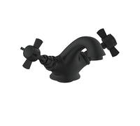 VeeBath Ripple - Rubinetto miscelatore tradizionale per lavabo, stile vittoriano, finitura nera opaca, doppia leva, rubinetti da bagno da incasso, ingresso G1/2" con scarico pop-up, rubinetto classico