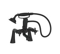 VeeBath Ripple - Rubinetto miscelatore tradizionale per vasca da bagno con kit - finitura nera opaca, controllo a doppia leva, ingresso G3/4", rubinetto per lavabo con attacco doccia, rubinetto da