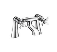 VeeBath Ripple - Rubinetto miscelatore tradizionale per vasca da bagno, finitura cromata, stile vittoriano, doppio controllo a leva, rubinetto da bagno montato sul ponte, ingresso G3/4", rubinetti per