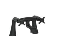 VeeBath Ripple - Rubinetto miscelatore tradizionale per vasca da bagno, finitura nera opaca, stile vittoriano, doppio controllo a leva, rubinetto da bagno montato sul ponte, ingresso G3/4", rubinetti