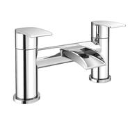 VeeBath Stream - Miscelatore per vasca da bagno rotondo a cascata, finitura cromata, rubinetto da bagno da incasso, miscelatore moderno con ingresso BSP G3/4", design contemporaneo
