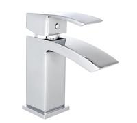 VeeBath Tidal - Miscelatore monocomando per lavabo con scarico, finitura cromata, bordo squadrato, leva singola, moderno rubinetto da bagno, miscelatore moderno per lavabo