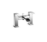 VeeBath Tidal - Rubinetto miscelatore quadrato per vasca da bagno con kit - finitura cromata, doppia leva, rubinetto moderno per vasca da bagno con soffione quadrato, montaggio su piano, design