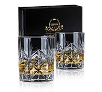 veecom Bicchieri Whisky, 300ml Bicchiere Whisky Cristallo, Set Bicchier Whisky di 2, Bicchieri da Cocktail Bicchieri da Rum Liquore Regali per Lui, Uomo, Fratello, Papà, Compleanno