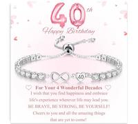 VEEDOFA Bracciale tennis da donna in argento Sterling con cuore infinito, ipoallergenico, regolabile, idea regalo per 30°, 40°, 50°, 60° compleanno, con biglietto per mamma, nonna, 7 inches, Argento