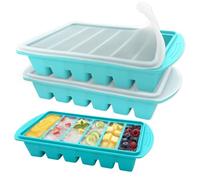 VEEKAY 2 Pezzi Stampo per Congelatore in Silicone con Coperchio, 6 Scomparti da 125 ml, Contenitore Impilabile senza BPA per Zuppa, Brodo, Salsa, Meal Prep