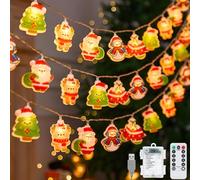 VEEKAY Stringa di Luci Decorative Natalizie,3.8 M,25 LED,Funzionamento a Batteria,8 Funzioni,Decorazione Natalizia con Funzione Timer,Catena Luminosa a Batteria LED Stringa Luci,Luce Bianca Calda
