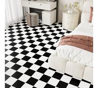 VEELIKE Carta da Parati A quadretti bianca nera 40 cm x 300 cm