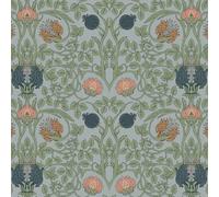 VEELIKE Carta da Parati Floreale Blu Brillante William Morris Fotomurali da Parete Camera da Letto Bagno 44.5 cm × 300 cm Carta da Parati Foglie Blu Vintage Decorazioni Parete Corridoio Rimovibile