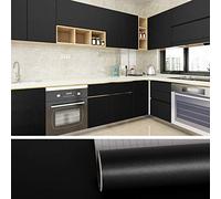 VEELIKE Carta Da Parati Muro Nero Carta Adesiva Opaco Pellicola Autoadesiva Nera Per Cucina Lavabile Rivestimento Adesivo Parete Per Mobili Soggiorno Camera Letto Bagno Armadio Tavolo 40cm x 600cm