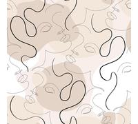 VEELIKE Carta da Parati Ritratti Minimalisti Pellicola Adesiva Geometrica Astratta Boho Carta da Parati Beige Moderna Carta Adesiva per Mobili Fantasia Autoadesiva per Cameretta Bagno 44.5cm×300cm