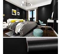 VEELIKE Pellicola Adesiva Nero Opaco 40 cm x 1800 cm Carta Adesiva Rotolo Mobili Vintage Carta da Parati Adesiva Muro Camera da Letto Pellicola Autoadesiva Nera per Soggiorno Cucina Sala da Pranzo