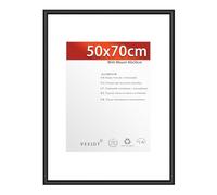 Veelot® 1x Cornici per Foto 50x70 cm,in Alluminio Metallo Nero,con Passepartout 40x50 cm. Ideali per Certificati e Diplomi di Grandi Dimensioni. Solo Montaggio a Parete.