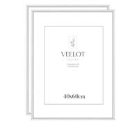 Veelot® 2x Cornici per Foto 40x60 cm,in Alluminio Metallo Argento,con Passepartout 30x40 cm. Ideali per Certificati e Diplomi di Grandi Dimensioni. Solo Montaggio a Parete.