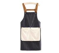 VEELTRAS Kitchen Apron, Adjustable Kitchen Chef Aprons with Many Pockets, Women Men Aprons for Home Kitchen, Restaurant, Coffee House, Baking Gardening BBQ, Professional Apron (blue stripes)