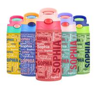 VEELU Borraccia Termica Bambini Personalizzata, Borraccia Personalizzata con Nome Senza BPA, Borraccia Termica Personalizzabile a Prova di perdite Ideale per Scuola, Sport, Casa e Attività all'aperto