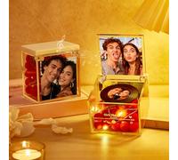 VEELU Carillon Personalizzato, Music Box Personalizzato con LED Light, Decorazioni Casa con Foto Testo Canzone Spotify, Regali Personalizzati Compleanno Anniversario Coppia Lei Lui