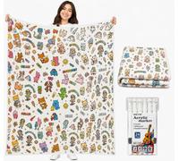 VEELU Coperta da Colorare per Adulti DIY, Coperta da Disegnare Riutilizzabile, Plaid Creativo Personalizzabile con Pennarelli, Idea Regalo Originale per Relax e Anti Stress