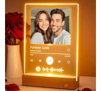 VEELU Lampada Spotify personalizzata con foto - Targa Spotify Regalo - Cornice personalizzata Foto con canzone Spotify - Regali per Lui - Regalo per Papà Festa del Papà Anniversario Compleanno