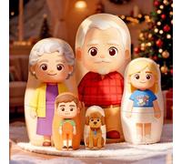 VEELU Personalizzate Matrioska Russa con Foto, Matriosche Bambole Fino a 6 Personaggi, Personalizzate Regalo per Famiglia, Bambini, Coppie, Natale, Ornamenti per L'arredamento Della Casa