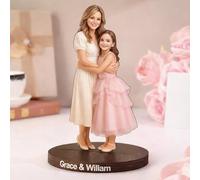VEELU Statuette Personalizzate con Foto 3D, Festa Della Mamma Idee Regalo, Figurine Personalizzata con Base in Legno, Foto Personalizzato Regali Festa Della Mamma per la Mamma (M-1)