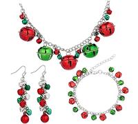 Veemoon 1 Set Collana a sospensione braccialetti natalizi bracciale natalizio natale decorazioni christmas decorations strenne natale gioielli campana di natale orecchini pendenti lega