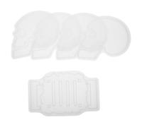 Veemoon 1 set di stampi in silicone a forma di teschio per sottobicchieri - Stampi organizer per sottobicchieri in resina epossidica - Set di per per feste spettrali e creazione di regali