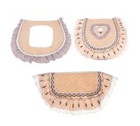 Veemoon 1 Set Pad uote in Dorato Copri WC Bagno Tessuto Peluche Copertina setoso coprisedili per WC Sedile del Cuscino del Water coprisedile per WC Bagno Pizzo caffè