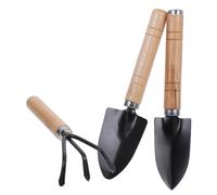 Veemoon 1 Set set di tre pezzi da giardinaggio cazzuola da giardino per piantare Rastrello giardiniere kit scavare pala attrezzo manuale per cazzuole da giardino cazzuola a mano legno Nero