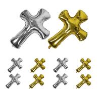 Veemoon 10 Palloncini a Forma di Croce in Foglio Metallico Oro e Argento per Battesimo e Prima Comunione Decorazioni Religiose per Feste a Tema Set da 10 Pezzi per Eventi Cristiani e