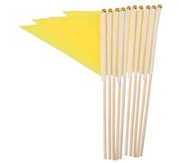 Veemoon 10 pezzi Bandiere Triangolari Gialle con Bastoncini in Bambù Resistenti Bandierine da Giardino Portatili per Marcatori Prato e Giochi all Aperto Facili da Inserire nel per Feste