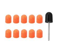 Veemoon 10 Pezzi Cuffia Abrasiva Manicure Arancia 80# in Plastica, Set da | Resistentela Ruggine e Calore, Design Portatile, Facile da Usare, con Tamburo Incluso