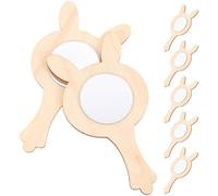Veemoon 10 pezzi Specchio Mano in Legno per Kit Creativo DIY Non Finito Accessorio Artigianale per Specchietto Portatile con Design Coniglio per Attività Educative e Giochi Creativi