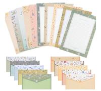 Veemoon 10 Set Set di Carta da Lettere e Buste A5 Carta per Inviare Note di Incoraggiamento e Congratulazioni Stili multipli Motivo Floreale Elegante e Chic 10 Buste Incluse