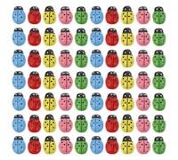 Veemoon 100 Pezzi Mini Coccinelle in Legno Adesive, Decorazione Micro-paesaggistica Colorata per Mini Giardino, Bonsai e Casa delle Bambole, Ornamenti Autoadesivi per Feste e Progetti DIY