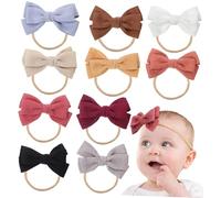 Veemoon 10pezzi Fasce Per Ragazzo Ragazza Ragazza Fiocchi Accessori Per Capelli in Nylon Design Carino e Moda Fascia Elastica Adatta Diverse Di Testa Come Regalo Per Shower e Compleanni