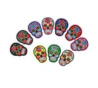 Veemoon 11 pezzi Toppe Ricamo Skull Colorate per Costumi e Decorazioni Adatte per Giubbotti e Borse Facili da Applicare Cucitura