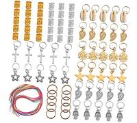 Veemoon 110pezzi Anelli per Dreadlocks in Perline Fermagli per Capelli Fai da Te Tubi per Intrecciare Trecce Set di Accessori per Styling