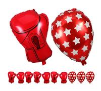 Veemoon 12 Pezzi Palloni a Forma di Guantoni da Boxe in Film di Alluminio | Tema Sportivo per Compleanni, Colore Rosso, Facile da Appendere e Sistemare