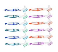 Veemoon 12 Pezzi Spazzolino Doppia Testa per Protesi Dentali Pulizia Profonda Denti Falsi e Apparecchi Manico Antiscivolo Leggero per Anziani per Igiene Orale Domestica Viaggio