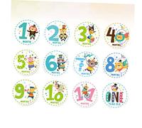 Veemoon 12pezzi Adesivi Mese Ragazzo Ragazza Riutilizzabili Animali Ragazzo Ragazza Decorativi Per Album Foto e Social Mesi Stickers Crescita Infantile Senza Residui Set Completo Per Regal