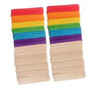 Veemoon 150 pezzi Bastoncini in Legno con Fori Pre-forati per Artigianato e Modellismo DIY Bastoncini Ghiaccioli Colorati e Naturali Lisci e Resistenti per Lavoretti Creativi Progetti