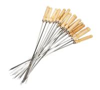 Veemoon 18 pollici Spiedini Bbq in Acciaio con Manico in Legno Bastoncini Lunghi per Grigliare Verdure Carne e Frutta Accessori Barbecue Portatili per Feste e Campeggio